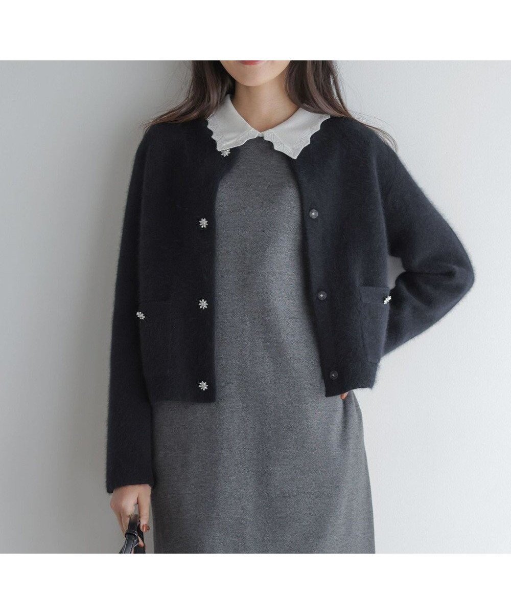 【組曲/KUMIKYOKU】の【加藤ローサさん着用】フラッフィーファーニット ジャケット インテリア・キッズ・メンズ・レディースファッション・服の通販 founy(ファニー) ファッション Fashion レディースファッション Fashion for Women カーディガン Cardigan, Knitwear ショート Short, Short Length シンプル Simple, Minimal ジャケット Jacket, Outerwear バランス Balance, Style Balance ビジュー Bijou, Jewel-like Accent ベーシック Basic, Essential ボトム Bottoms, Lower Wear A/W・秋冬 Autumn/Winter おすすめ Recommended / Our Picks エレガント 上品 Elegant ブラック系|ID: prp329100004716932 ipo3291000000034105055