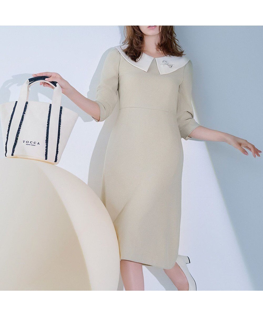 【トッカ/TOCCA】の【八木アリサさん着用】【00サイズあり・消臭】FLYING SAUCER 七分丈ドレス インテリア・キッズ・メンズ・レディースファッション・服の通販 founy(ファニー) 　ファッションモデル・俳優・女優　Models　女性　Women　八木アリサ　Yagi Arisa　ファッション　Fashion　レディースファッション　Fashion for Women　ワンピース　Dresses　フォーマル・パーティードレス・結婚式用ドレス　Elegant & Casual Dresses　2025年　2025　2025-2026秋冬・A/W　Autumn/Winter 2025–26 AW25–26　冬　Winter / This Winter　ウォッシャブル　Machine Washable　シンプル　Simple, Minimal　ドレス　Dress, One-Piece　フェミニン　Feminine, Girly　半袖　Short Sleeve, Half Sleeve　夏　Summer　S/S・春夏　SS, Spring/Summer, Warm Season　A/W・秋冬　Autumn/Winter　ベージュ系|ID: prp329100004716955 ipo3291000000035801534