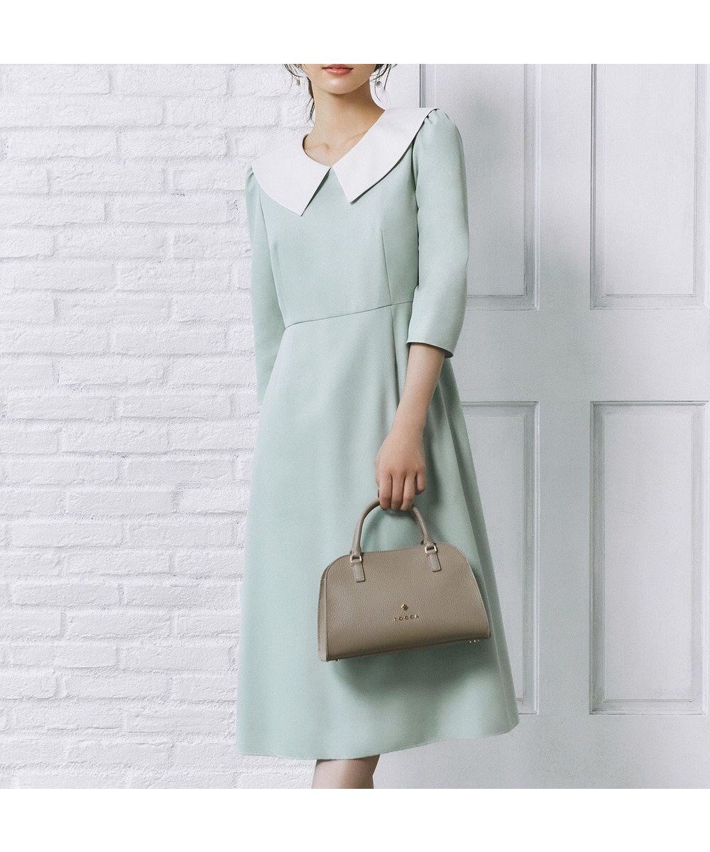 【トッカ/TOCCA】の【八木アリサさん着用】【00サイズあり・消臭】FLYING SAUCER 七分丈ドレス インテリア・キッズ・メンズ・レディースファッション・服の通販 founy(ファニー) 　ファッションモデル・俳優・女優　Models　女性　Women　八木アリサ　Yagi Arisa　ファッション　Fashion　レディースファッション　Fashion for Women　ワンピース　Dresses　フォーマル・パーティードレス・結婚式用ドレス　Elegant & Casual Dresses　2025年　2025　2025-2026秋冬・A/W　Autumn/Winter 2025–26 AW25–26　冬　Winter / This Winter　ウォッシャブル　Machine Washable　シンプル　Simple, Minimal　ドレス　Dress, One-Piece　フェミニン　Feminine, Girly　半袖　Short Sleeve, Half Sleeve　夏　Summer　S/S・春夏　SS, Spring/Summer, Warm Season　A/W・秋冬　Autumn/Winter　ライトグリーン系|ID: prp329100004716955 ipo3291000000035801539