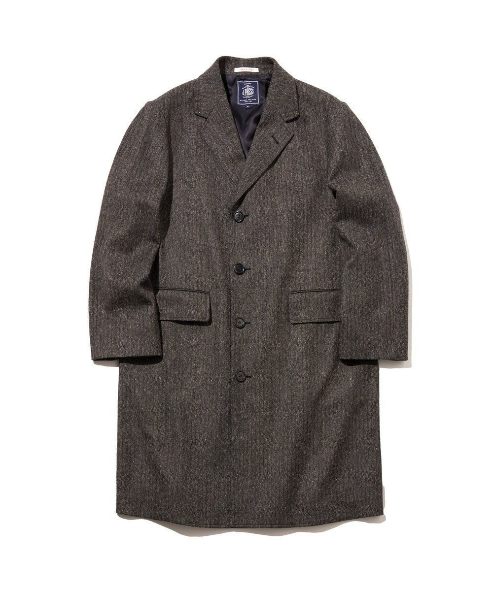 【ジェイ プレス/J.PRESS / MEN】の【J.PRESS ORIGINALS】Lambs Tweed Single Chester Coat / Made in Japan インテリア・キッズ・メンズ・レディースファッション・服の通販 founy(ファニー) 　ファッション　Fashion　メンズファッション　Fashion for Men　アウター　Men's Coats Outerwear　インナー　Innerwear　ジャケット　Jacket, Outerwear　ストライプ　Stripe, Striped Pattern　チェスターコート　Chester Coat, Long Coat　ツイード／ツィード　Choker, Choker Necklace　ツイード　Twill, Twill Weave　バランス　Balance, Style Balance　別注　Limited Edition, Custom Order　モダン　Modern, Contemporary　A/W・秋冬　Autumn/Winter　新作・新入荷　New Arrivals / New In　日本製　Made In Japan　グレー系1|ID: prp329100004718149 ipo3291000000034092070