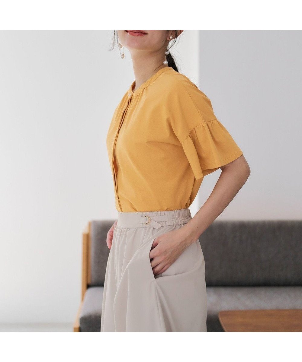 【エニィ スィス/any SiS】の【UVケア・接触冷感】汗ジミ防止加工カット ブラウス インテリア・キッズ・メンズ・レディースファッション・服の通販 founy(ファニー) ファッション Fashion レディースファッション Fashion for Women トップス・カットソー Cut & Sew Tops シャツ・ブラウス・オフィスカジュアル Elegant Blouses & Button-Ups ロングTシャツ・Tシャツ Longline T-Shirts & Tees カットソー・ベーシックTシャツ Cut-and-Sewn Tops / Stretch Tees & Basics 春 Spring カットソー Cut and Sewn Top ギャザー Gathered, Ruffled S/S・春夏 SS, Spring/Summer, Warm Season 夏 Summer エレガント 上品 Elegant マスタード|ID: prp329100004718178 ipo3291000000034410890