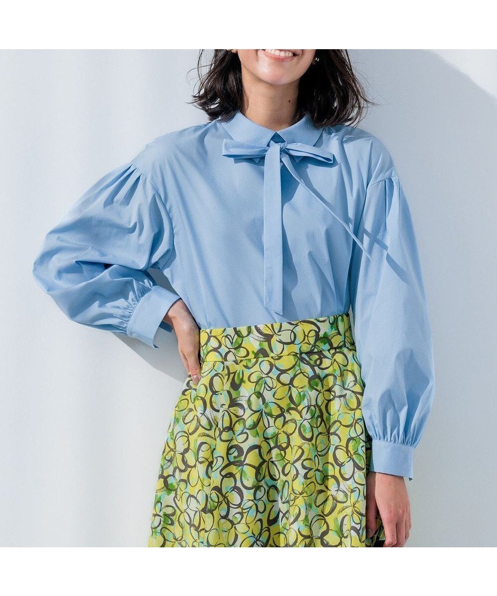 【組曲/KUMIKYOKU】のパフィシャーティング ブラウス インテリア・キッズ・メンズ・レディースファッション・服の通販 founy(ファニー) ファッション Fashion レディースファッション Fashion for Women トップス・カットソー Cut & Sew Tops シャツ・ブラウス・オフィスカジュアル Elegant Blouses & Button-Ups 春 Spring シンプル Simple, Minimal スリーブ Sleeve, Long Sleeve / Short Sleeve バランス Balance, Style Balance フォルム Silhouette, Form S/S・春夏 SS, Spring/Summer, Warm Season 夏 Summer サックスブルー系|ID: prp329100004718194 ipo3291000000034287447