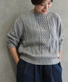 【ムーク/muuc】の〈オーガニックコットン〉〈高品質スーピマ超長綿〉ローゲージニット アラン模様セーター LGRY ライトグレー|ID: prp329100004719487 ipo3291000000034424287