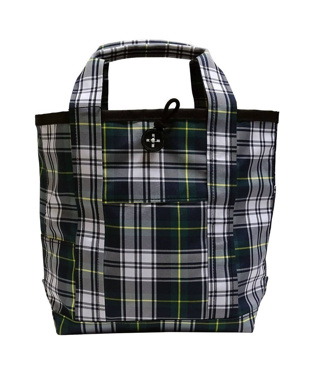 【プラスリング/+RING】の傘生地を使用した撥水トートバッグM グリーンチェック SR183 人気、トレンドファッション・服の通販 founy(ファニー) 　ファッション　Fashion　レディースファッション　Fashion for Women　バッグ　Bags　レイングッズ・傘・晴雨兼用傘　Umbrellas & Rain Gear　チェック　Check, Plaid, Tartan　ボンディング　Bonding, Bonded Fabric　ポケット　Pocket, Pocket Detail　傘　Umbrella, Parasol　雑誌　Magazine, Fashion Magazine　 other-1|ID: prp329100004719492 ipo3291000000034265965