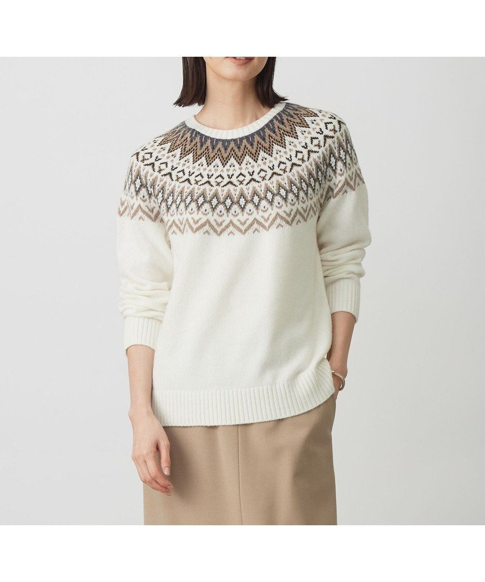 【ジェイ プレス/J.PRESS】のFAIR ISLE ラウンドネック ニット インテリア・キッズ・メンズ・レディースファッション・服の通販 founy(ファニー) ファッション Fashion レディースファッション Fashion for Women トップス・カットソー Cut & Sew Tops ニット Knit Tops & Sweaters セーター Sweater, Knitwear ラウンド Round, Round Neck A/W・秋冬 Autumn/Winter オフ系|ID: prp329100004719511 ipo3291000000034103935
