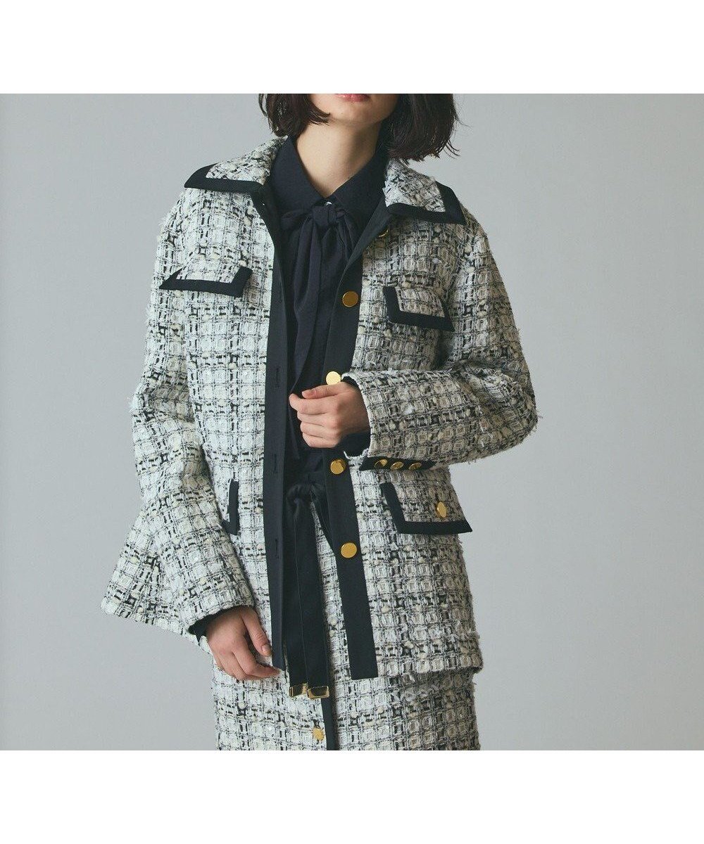 【グレース コンチネンタル/GRACE CONTINENTAL】のトリミングツイードショートコート 人気、トレンドファッション・服の通販 founy(ファニー) 　ファッション　Fashion　レディースファッション　Fashion for Women　アウター　Coat / Outerwear Collection　コート・ロングコート・ピーコート　Long Coats, Peacoats & More　レディースジャケット・軽アウター　Jackets　ショート　Short, Short Length　ジャケット　Jacket, Outerwear　スパンコール　Sequins, Sequin Embellishment　セットアップ　Set-Up, Coordinated Outfit　ツイード　Twill, Twill Weave　フランス　France, French　フロント　Front, Front Design　ボックス　Boxy, Box Shape　ポケット　Pocket, Pocket Detail　メタル　Metal, Metal Parts　ワーク　Workwear, Utility Style　A/W・秋冬　Autumn/Winter　 other-1|ID: prp329100004719517 ipo3291000000035799224