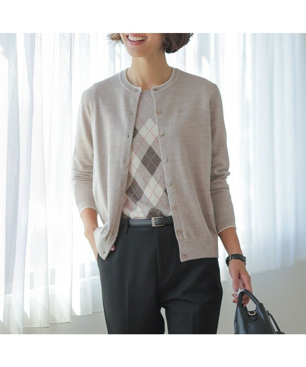 【ジェイ プレス/J.PRESS】のアーガイル ツイン ニット インテリア・キッズ・メンズ・レディースファッション・服の通販 founy(ファニー) 　ファッション　Fashion　レディースファッション　Fashion for Women　トップス・カットソー　Cut & Sew Tops　ニット　Knit Tops & Sweaters　アンサンブルニット　Knit Ensembles & Twin Sets　アンサンブル　Ensemble Set　インナー　Innerwear　カーディガン　Cardigan, Knitwear　クラシカル　Classical, Vintage-Inspired　切替　Switching, Contrast Panel　定番　Standard, Basic Item　無地　Plain, Solid Color　A/W・秋冬　Autumn/Winter　エレガント 上品　Elegant　ビジネス 仕事 通勤　Business / Work / Commuting　ベージュ系|ID: prp329100004719531 ipo3291000000034537123