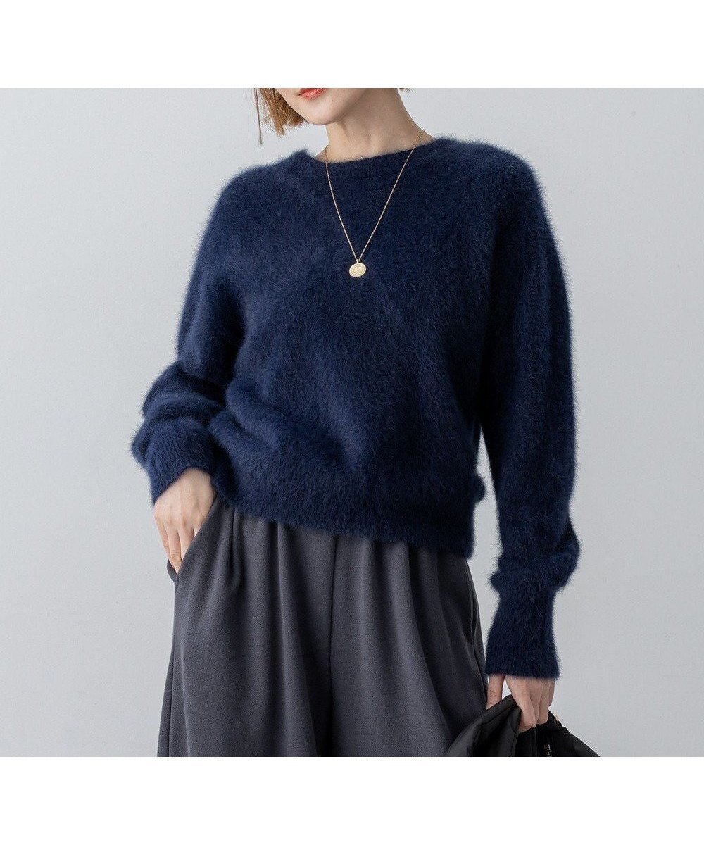 【23区/NIJYUSANKU】の【先行予約】フォックスカシミヤファー ショート丈 ニット インテリア・キッズ・メンズ・レディースファッション・服の通販 founy(ファニー) 　ファッション　Fashion　レディースファッション　Fashion for Women　トップス・カットソー　Cut & Sew Tops　ニット　Knit Tops & Sweaters　ショート　Short, Short Length　スリーブ　Sleeve, Long Sleeve / Short Sleeve　セーター　Sweater, Knitwear　デニム　Denim, Jeans Material　トレンド　Trend, Trending Now　フォックス　Fox, Fox Fur　冬　Winter / This Winter　A/W・秋冬　Autumn/Winter　新作・新入荷　New Arrivals / New In　エレガント 上品　Elegant　2025年　2025　2025-2026秋冬・A/W　Autumn/Winter 2025–26 AW25–26　ネイビー系|ID: prp329100004719549 ipo3291000000034104103