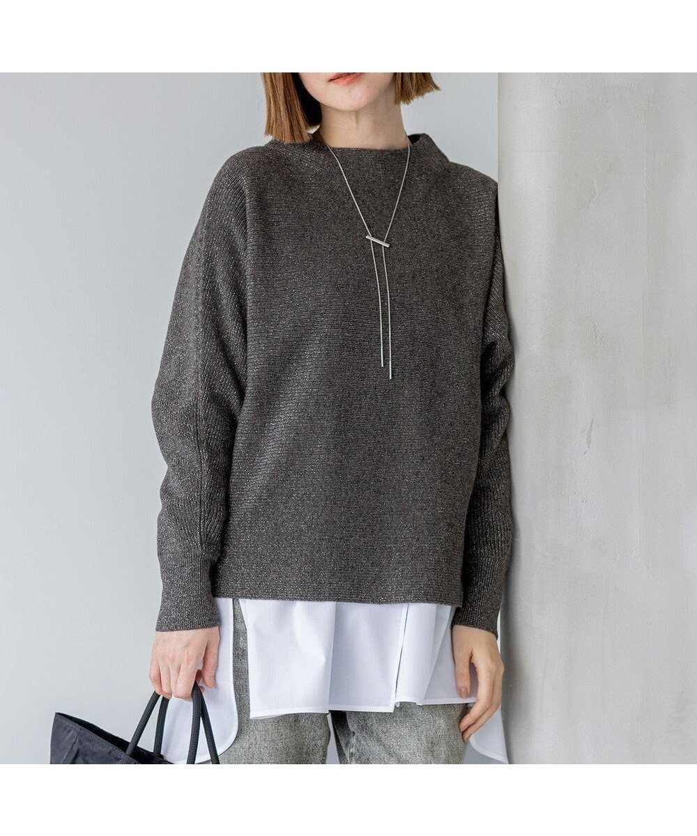 【23区/NIJYUSANKU】の【先行予約/洗える】ウールカシミヤラメ ドルマンスリーブ ニット インテリア・キッズ・メンズ・レディースファッション・服の通販 founy(ファニー) 　ファッション　Fashion　レディースファッション　Fashion for Women　トップス・カットソー　Cut & Sew Tops　ニット　Knit Tops & Sweaters　洗える　Machine Washable　畦　Ribbed Knit　シンプル　Simple, Minimal　セーター　Sweater, Knitwear　タイトスカート　Pencil Skirt, Tight Skirt　デニム　Denim, Jeans Material　なめらか　Smooth, Silky Texture　ハイネック　High Neck, Mock Neck　フレア　Flare, Flared　ミックス　Mix, Mixed Style　A/W・秋冬　Autumn/Winter　冬　Winter / This Winter　新作・新入荷　New Arrivals / New In　エレガント 上品　Elegant　2025年　2025　2025-2026秋冬・A/W　Autumn/Winter 2025–26 AW25–26　グレー系|ID: prp329100004719552 ipo3291000000034104120
