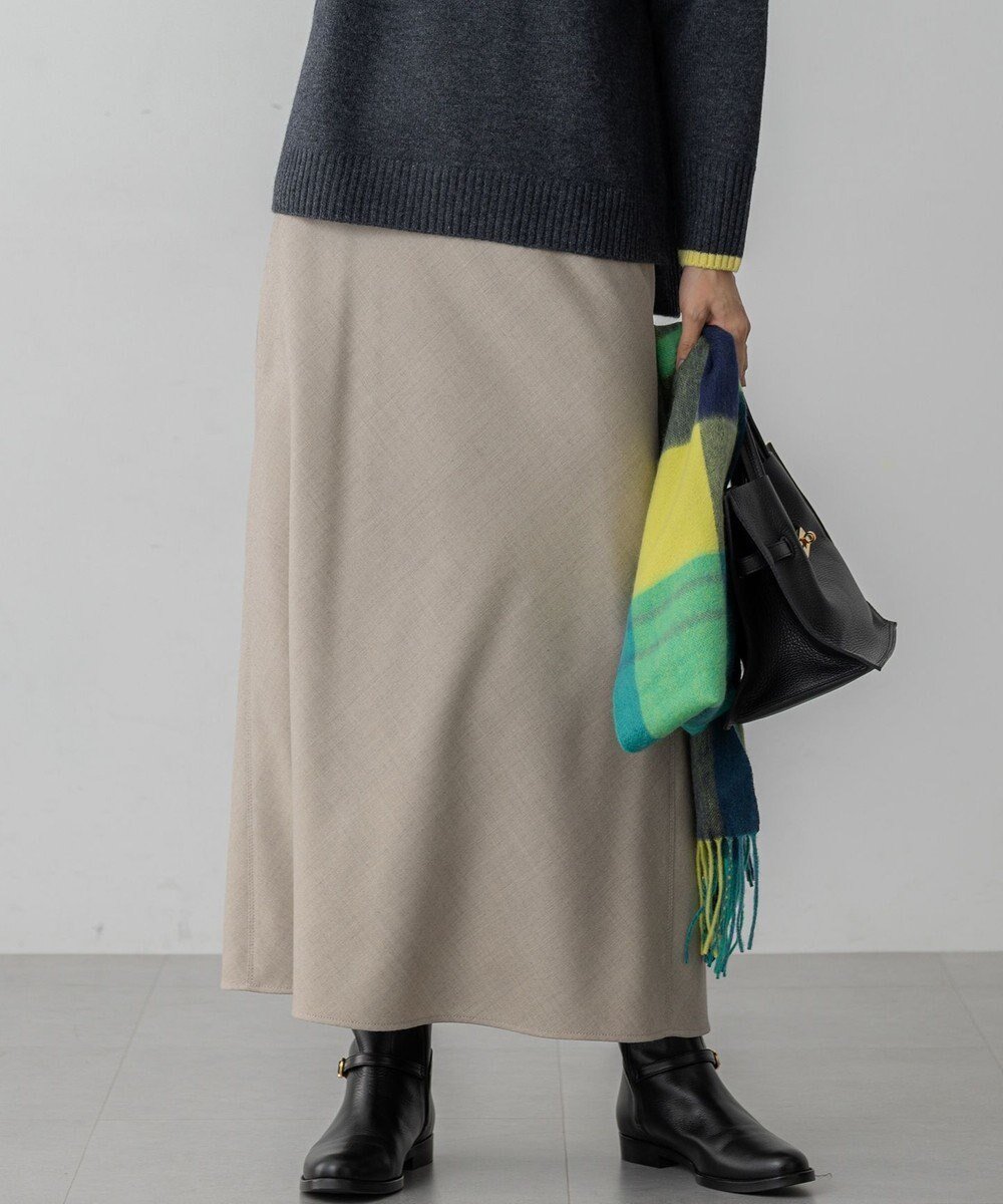 【23区/NIJYUSANKU】の【洗える】ハイカウントフラノ フレア スカート インテリア・キッズ・メンズ・レディースファッション・服の通販 founy(ファニー) 　ファッション　Fashion　レディースファッション　Fashion for Women　スカート　Skirts　Aライン・フレアスカート　A-Line & Flared Skirts　洗える　Machine Washable　スウェット / スエット　Sweatshirt, Sweatwear　ストレッチ　Stretch, Stretchy Fabric　ドレープ　Drape, Draping Fabric　バイアス　Bias, Diagonal Cut　フィット　Fit, Slim Fit　フレア　Flare, Flared　リラックス　Relax, Relaxed Fit　ワイド　Wide, Wide Fit　A/W・秋冬　Autumn/Winter　冬　Winter / This Winter　エレガント 上品　Elegant　2025年　2025　2025-2026秋冬・A/W　Autumn/Winter 2025–26 AW25–26　ベージュ系|ID: prp329100004719562 ipo3291000000034104174