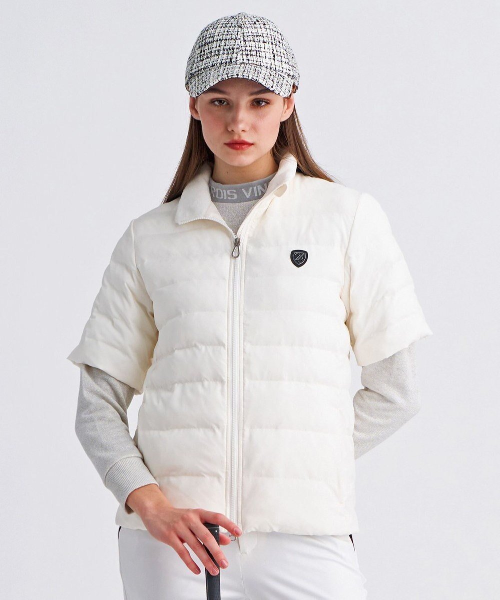 【23区 ゴルフ/NIJYUSANKU GOLF】の【WOMEN】半袖パディングブルゾン インテリア・キッズ・メンズ・レディースファッション・服の通販 founy(ファニー) 　ファッション　Fashion　レディースファッション　Fashion for Women　アウター　Coat / Outerwear Collection　レディースジャケット・軽アウター　Jackets　ブルゾンジャケット・スポーティアウター　Blouson Jackets　ゴルフ　Golf　シンプル　Simple, Minimal　ジャケット　Jacket, Outerwear　スマート　Smart, Elegant　タフタ　Taffeta, Structured Fabric　ドローコード　Drawcord, Drawstring Cord　ブルゾン　Blouson, Bomber Jacket　エレガント 上品　Elegant　半袖　Short Sleeve, Half Sleeve　A/W・秋冬　Autumn/Winter　軽量　Lightweight, Ultra Light　防寒　Cold Protection, Winter-Ready　ホワイト系|ID: prp329100004719565 ipo3291000000035790708