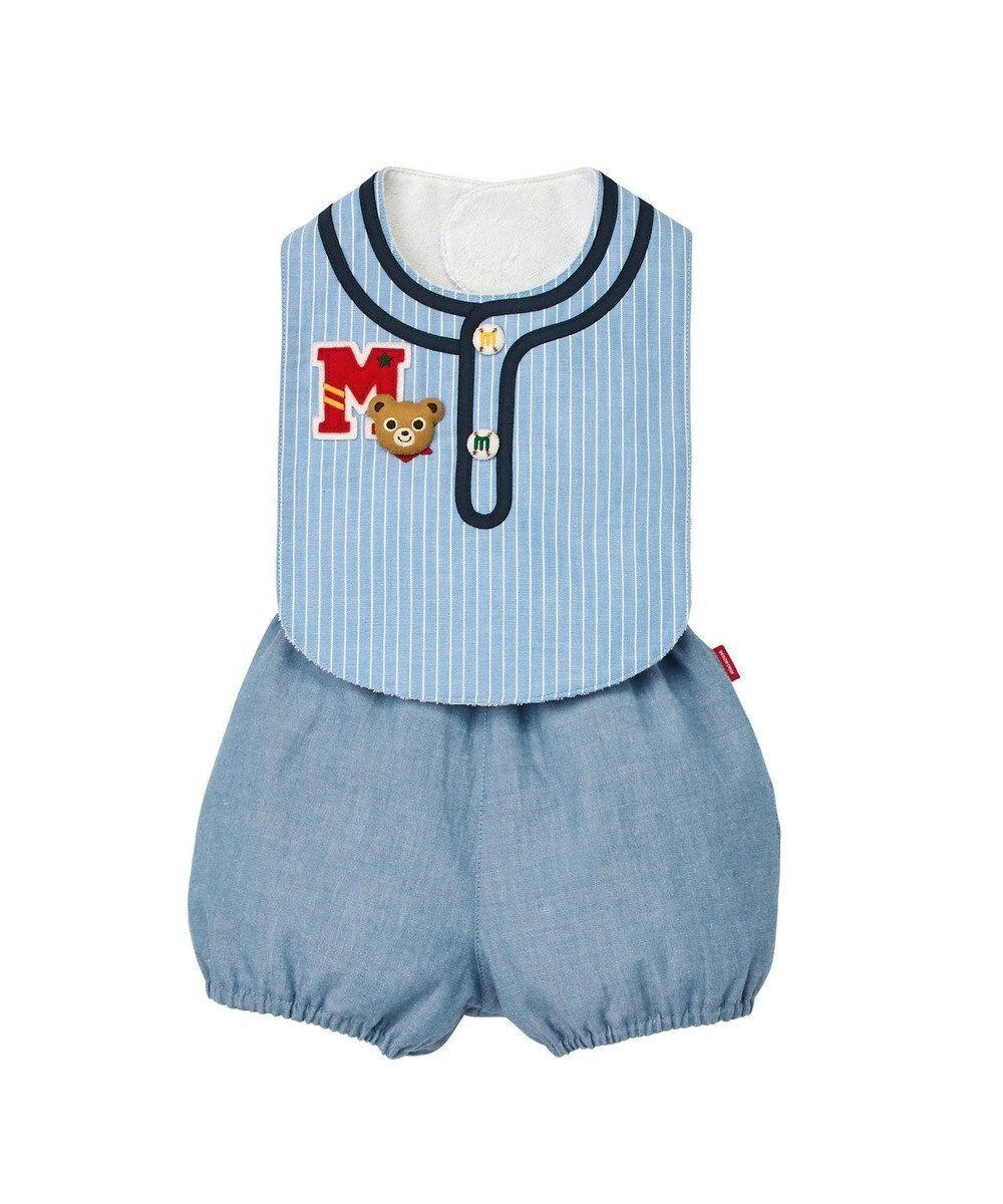 【ミキハウスホットビスケッツ/MIKI HOUSE HOT BISCUITS / KIDS】の【ミキハウス】【70-90cm】 ユニフォーム風 スタイ・ブルマセット インテリア・キッズ・メンズ・レディースファッション・服の通販 founy(ファニー) 　ファッション　Fashion　キッズファッション　Fashion for Kids　おすすめ　Recommended / Our Picks　ギフト プレゼント　Gift / Present　スポーツ　Sports, Activewear　ベビー　Baby, Babywear　ブルー|ID: prp329100004719598 ipo3291000000034104344