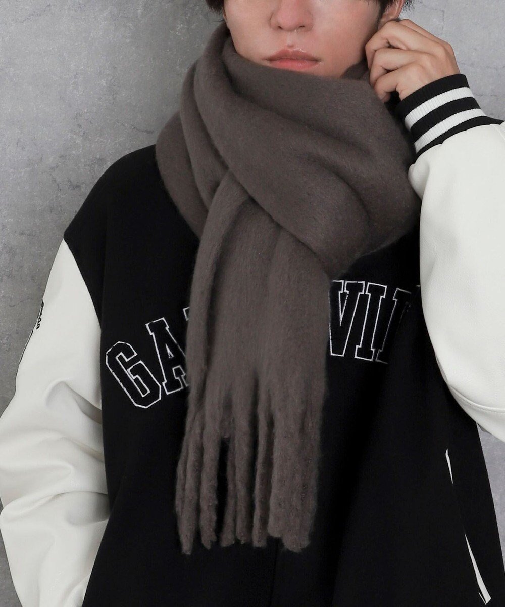 【ウィゴー/WEGO】の【マフラー/ユニセックス着用】ワイドフリンジストール インテリア・キッズ・メンズ・レディースファッション・服の通販 founy(ファニー) 　ファッション　Fashion　レディースファッション　Fashion for Women　ストール　Soft & Warm Scarves　マフラー・スヌード / 冬小物の定番　Scarves & Mufflers　シンプル　Simple, Minimal　スヌード　Snood, Infinity Scarf　スマホ　Smartphone, Mobile Device　チェック　Check, Plaid, Tartan　マフラー　Scarf, Muffler　ワンポイント　One Point, Statement Accent　A/W・秋冬　Autumn/Winter　防寒　Cold Protection, Winter-Ready　ダークグレー|ID: prp329100004719609 ipo3291000000034104407