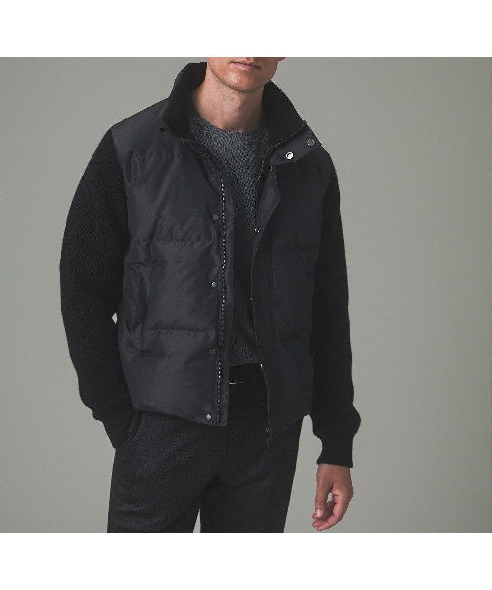 【五大陸/gotairiku / MEN】の【ダウン80%使用】ニットスリーブ ダウンブルゾン インテリア・キッズ・メンズ・レディースファッション・服の通販 founy(ファニー) 　ファッション　Fashion　メンズファッション　Fashion for Men　アウター　Men's Coats Outerwear　ブルゾンジャケット / カジュアルアウター　Bomber Jackets & Blousons　シャンブレー　Chambray, Denim-Like Fabric　ジャケット　Jacket, Outerwear　スタイリッシュ　Stylish, Fashionable　スマート　Smart, Elegant　スリーブ　Sleeve, Long Sleeve / Short Sleeve　ダウン　Down, Puffer　トレンド　Trend, Trending Now　ブルゾン　Blouson, Bomber Jacket　レギュラー　Regular, Standard Fit　A/W・秋冬　Autumn/Winter　ブラック系8|ID: prp329100004719617 ipo3291000000034544632