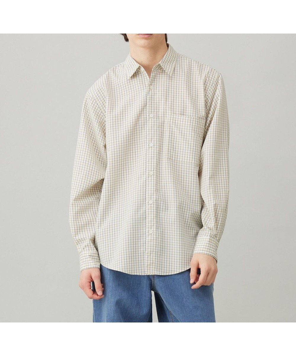 【アンフィーロ/UNFILO / MEN】のコットンライク レギュラーカラー シャツ インテリア・キッズ・メンズ・レディースファッション・服の通販 founy(ファニー) ファッション Fashion メンズファッション Fashion for Men トップス・カットソー Cut & Sew Tops メンズシャツ Shirts ストレッチ Stretch, Stretchy Fabric トレンド Trend, Trending Now フォルム Silhouette, Form ブルゾン Blouson, Bomber Jacket レギュラー Regular, Standard Fit 半袖 Short Sleeve, Half Sleeve 夏 Summer 抗菌 Antibacterial, Bacteria-Resistant 春 Spring S/S・春夏 SS, Spring/Summer, Warm Season ベージュチェック|ID: prp329100004719626 ipo3291000000034971080