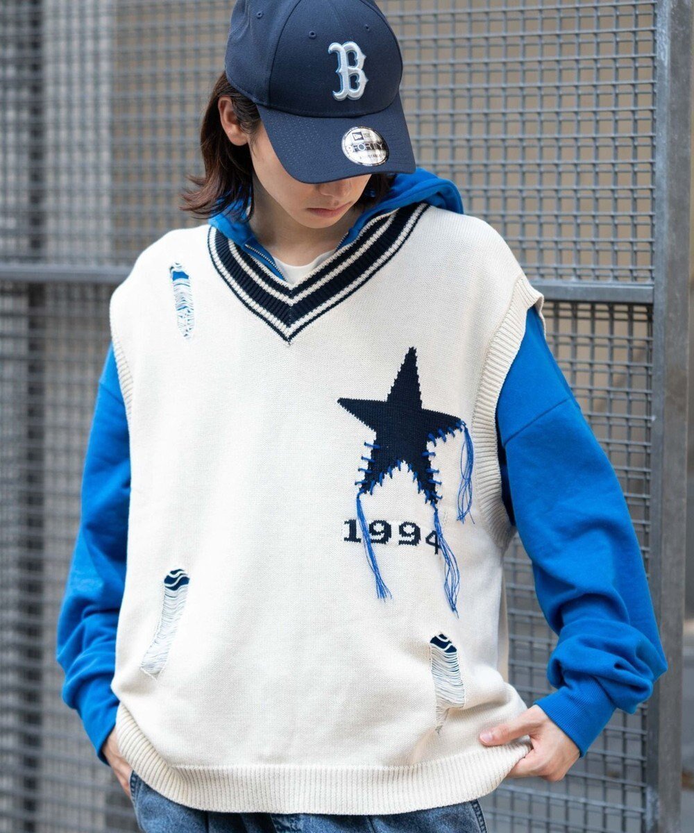 【ウィゴー/WEGO / MEN】のダメージチルデンベスト インテリア・キッズ・メンズ・レディースファッション・服の通販 founy(ファニー) 　ファッション　Fashion　メンズファッション　Fashion for Men　トップス・カットソー　Cut & Sew Tops　ベスト・ジレ　Vests & Gilets　秋　Autumn　カーゴパンツ　Cargo Pants, Utility Pants　ショーツ　Shorts, Short Pants　シンプル　Simple, Minimal　スマホ　Smartphone, Mobile Device　ダメージ　Distressed, Destroyed　デニム　Denim, Jeans Material　ベスト　Vest, Waistcoat　ベーシック　Basic, Essential　ルーズ　Loose, Oversized　冬　Winter / This Winter　A/W・秋冬　Autumn/Winter　おすすめ　Recommended / Our Picks　オフホワイト|ID: prp329100004719647 ipo3291000000034242834