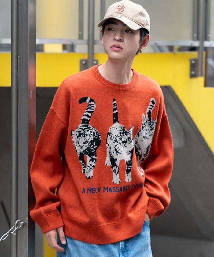 【ウィゴー/WEGO / MEN】のアニマルジャガードニットプルオーバー インテリア・キッズ・メンズ・レディースファッション・服の通販 founy(ファニー) https://founy.com/ ファッション Fashion メンズファッション Fashion for Men トップス・カットソー Cut & Sew Tops ニット・セーター / 定番トップス Knit Tops & Sweaters インナー Innerwear オレンジ Orange 秋 Autumn カーゴパンツ Cargo Pants, Utility Pants シンプル Simple, Minimal ストライプ Stripe, Striped Pattern スマホ Smartphone, Mobile Device スラックス Slacks, Dress Pants セーター Sweater, Knitwear ダメージ Distressed, Destroyed トレンド Trend, Trending Now 猫 Cat, Kitty 長袖 Long Sleeve, Full Sleeve ハーフ Half, Half-Length ビッグ Big, Oversized フロント Front, Front Design ルーズ Loose, Oversized ワイド Wide, Wide Fit 冬 Winter / This Winter A/W・秋冬 Autumn/Winter 新作・新入荷 New Arrivals / New In おすすめ Recommended / Our Picks |ID: prp329100004719650 ipo3291000000034104681