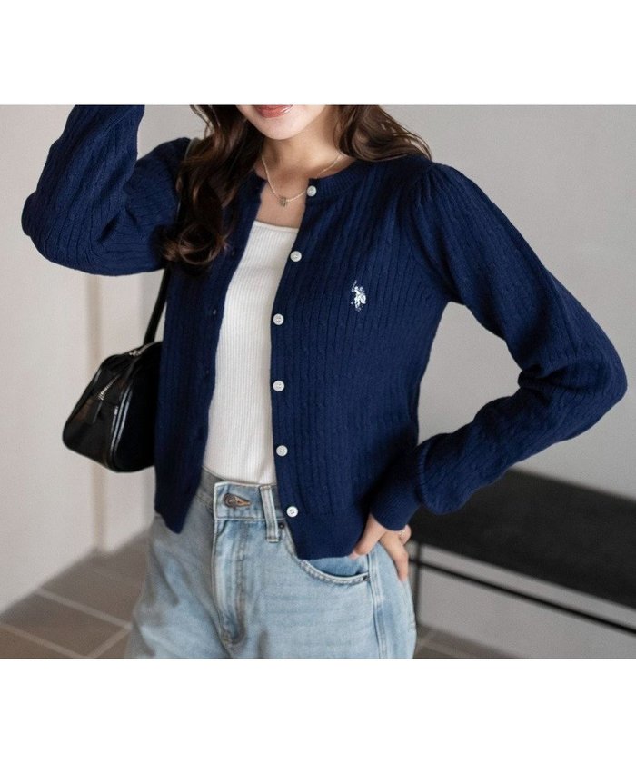 【ウィゴー/WEGO】の【WEB限定/25年秋冬新作】別注USPOLOケーブルニットカーデ インテリア・キッズ・メンズ・レディースファッション・服の通販 founy(ファニー) https://founy.com/ ファッション Fashion レディースファッション Fashion for Women トップス・カットソー Cut & Sew Tops ニット Knit Tops & Sweaters カーディガン・羽織り Layered Style Cardigans 秋 Autumn カーディガン Cardigan, Knitwear ガーリー Girly, Feminine Style シンプル Simple, Minimal スラックス Slacks, Dress Pants デニム Denim, Jeans Material フィット Fit, Slim Fit ボトム Bottoms, Lower Wear 別注 Limited Edition, Custom Order ワンポイント One Point, Statement Accent 冬 Winter / This Winter A/W・秋冬 Autumn/Winter |ID: prp329100004719674 ipo3291000000034189739