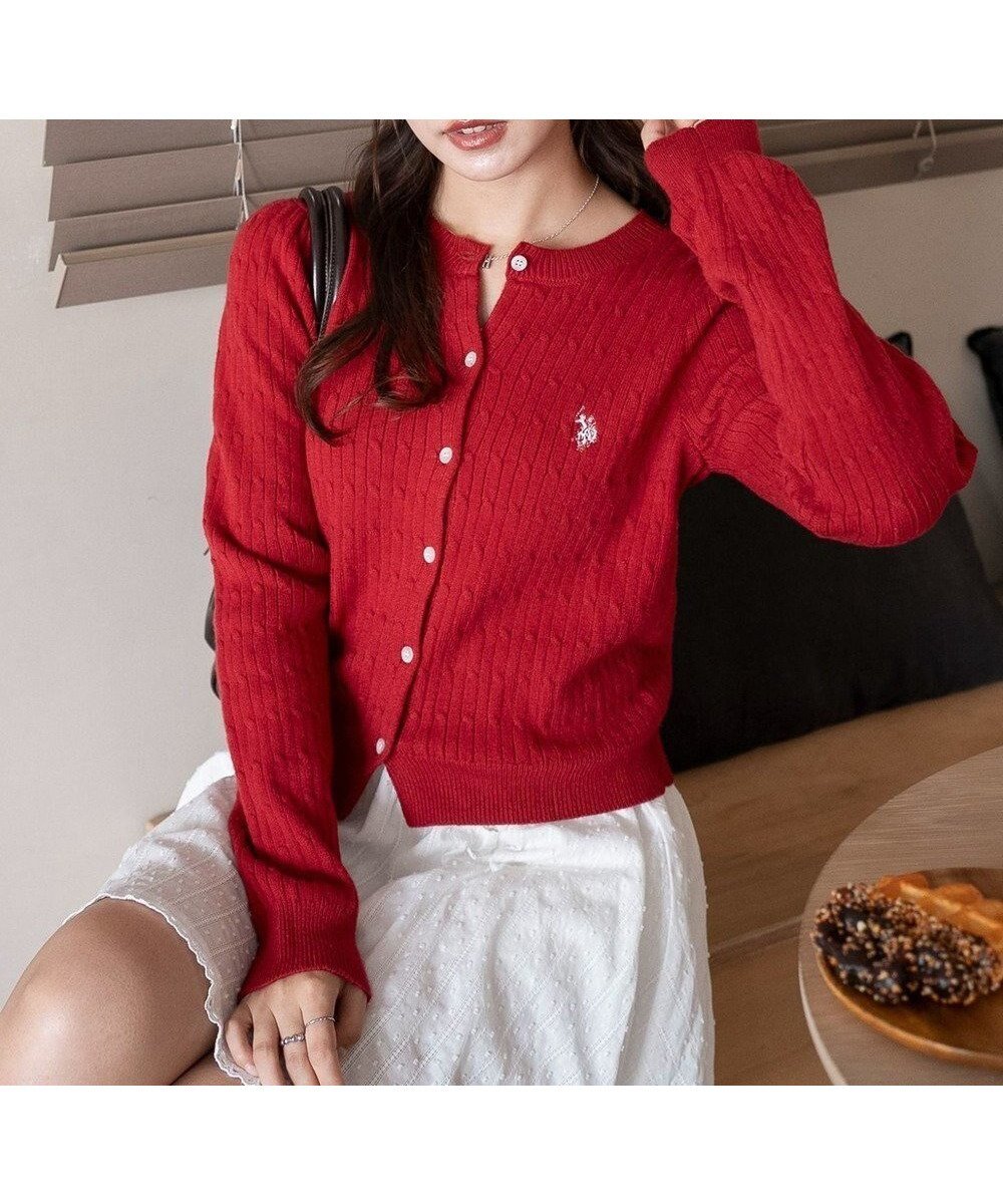 【ウィゴー/WEGO】の【WEB限定/25年秋冬新作】別注USPOLOケーブルニットカーデ インテリア・キッズ・メンズ・レディースファッション・服の通販 founy(ファニー) 　ファッション　Fashion　レディースファッション　Fashion for Women　トップス・カットソー　Cut & Sew Tops　ニット　Knit Tops & Sweaters　カーディガン・羽織り　Layered Style Cardigans　秋　Autumn　カーディガン　Cardigan, Knitwear　ガーリー　Girly, Feminine Style　シンプル　Simple, Minimal　スラックス　Slacks, Dress Pants　デニム　Denim, Jeans Material　フィット　Fit, Slim Fit　ボトム　Bottoms, Lower Wear　別注　Limited Edition, Custom Order　ワンポイント　One Point, Statement Accent　冬　Winter / This Winter　A/W・秋冬　Autumn/Winter　ワイン|ID: prp329100004719674 ipo3291000000034189742