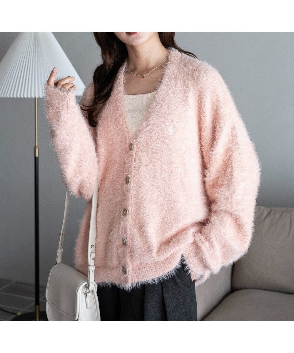 【ウィゴー/WEGO】の【25年秋冬新作/WEB限定】別注USPOLOシャギーニットカーデ インテリア・キッズ・メンズ・レディースファッション・服の通販 founy(ファニー) 　ファッション　Fashion　レディースファッション　Fashion for Women　トップス・カットソー　Cut & Sew Tops　ニット　Knit Tops & Sweaters　カーディガン・羽織り　Layered Style Cardigans　春　Spring　秋　Autumn　カーディガン　Cardigan, Knitwear　ガーリー　Girly, Feminine Style　スマホ　Smartphone, Mobile Device　スラックス　Slacks, Dress Pants　デニム　Denim, Jeans Material　長袖　Long Sleeve, Full Sleeve　ボトム　Bottoms, Lower Wear　別注　Limited Edition, Custom Order　ワンポイント　One Point, Statement Accent　冬　Winter / This Winter　A/W・秋冬　Autumn/Winter　ライトピンク|ID: prp329100004719677 ipo3291000000034308554