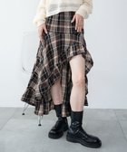 【ウィゴー/WEGO】のチェックアシンメトリーフリルロングスカート ブラウンチェック1|ID: prp329100004719680 ipo3291000000034104797