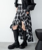 【ウィゴー/WEGO】のチェックアシンメトリーフリルロングスカート ブラックチェック1|ID: prp329100004719680 ipo3291000000034104798