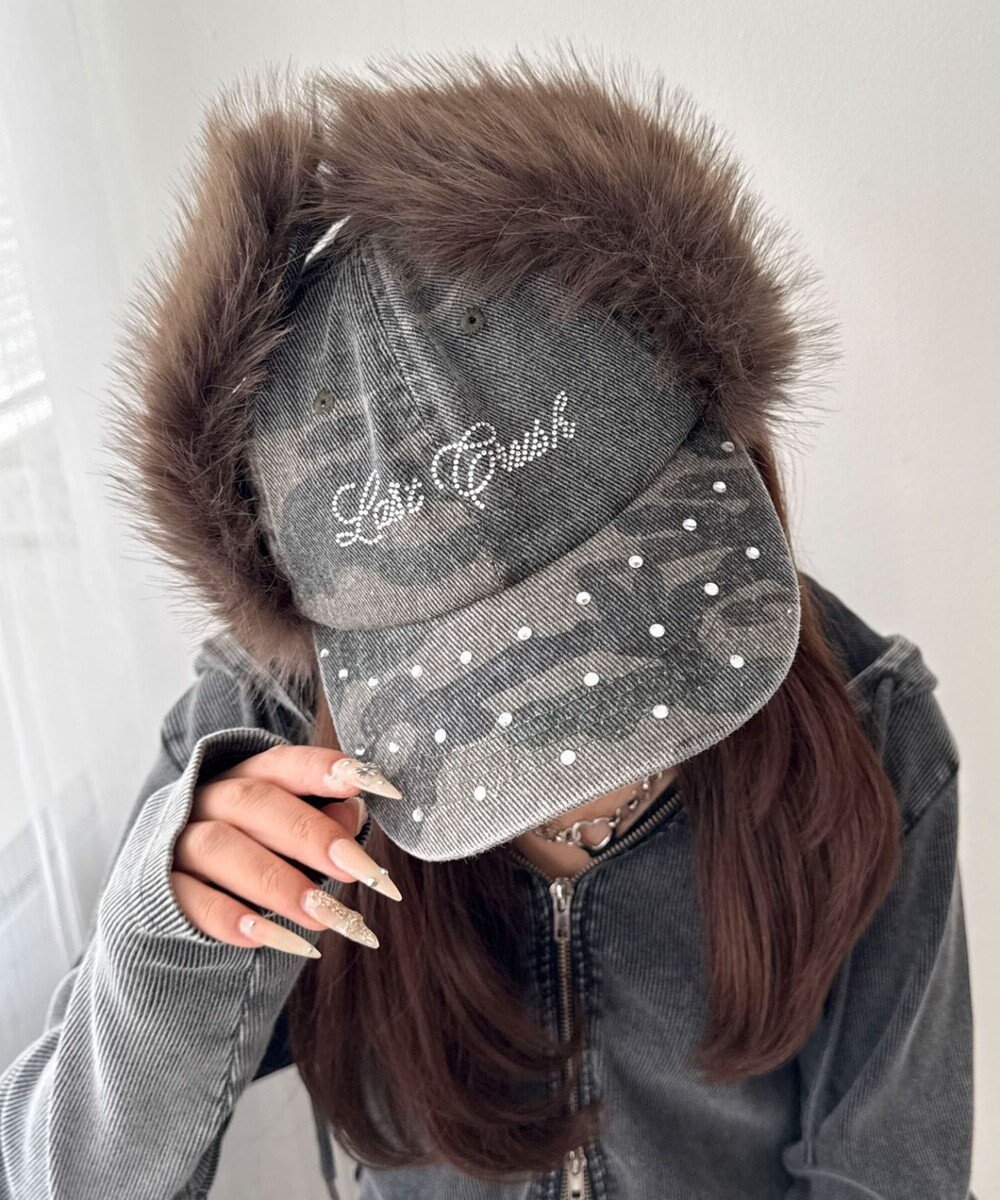 【ウィゴー/WEGO】のラインストーンドッグイヤーキャップ インテリア・キッズ・メンズ・レディースファッション・服の通販 founy(ファニー) 　ファッション　Fashion　レディースファッション　Fashion for Women　キャップ&ハット　Hats & Caps　キャップ　Cap, Baseball Cap　ストーン　Stone, Gem-Like　スマホ　Smartphone, Mobile Device　冬　Winter / This Winter　帽子　Hat, Headwear　柄1|ID: prp329100004719685 ipo3291000000034104817