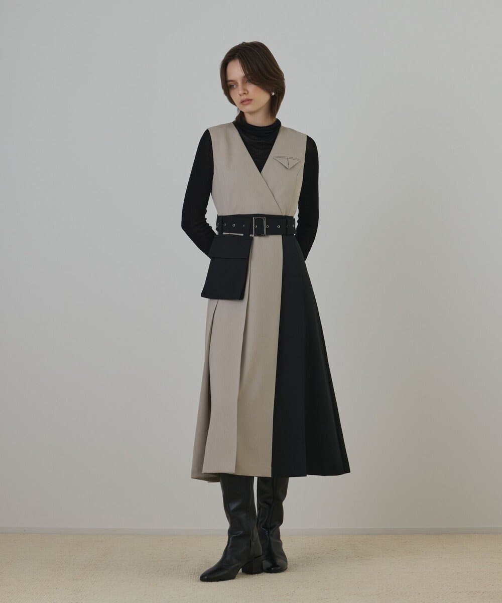 【グレース コンチネンタル/GRACE CONTINENTAL】のプリーツジャンパースカート インテリア・キッズ・メンズ・レディースファッション・服の通販 founy(ファニー) 　ファッション　Fashion　レディースファッション　Fashion for Women　スカート　Skirts　カットソー　Cut and Sewn Top　スーツ　Suit, Formalwear　ハイネック　High Neck, Mock Neck　プリーツ　Pleats, Pleated　ポケット　Pocket, Pocket Detail　エレガント 上品　Elegant　A/W・秋冬　Autumn/Winter　ベージュ|ID: prp329100004719711 ipo3291000000034104913