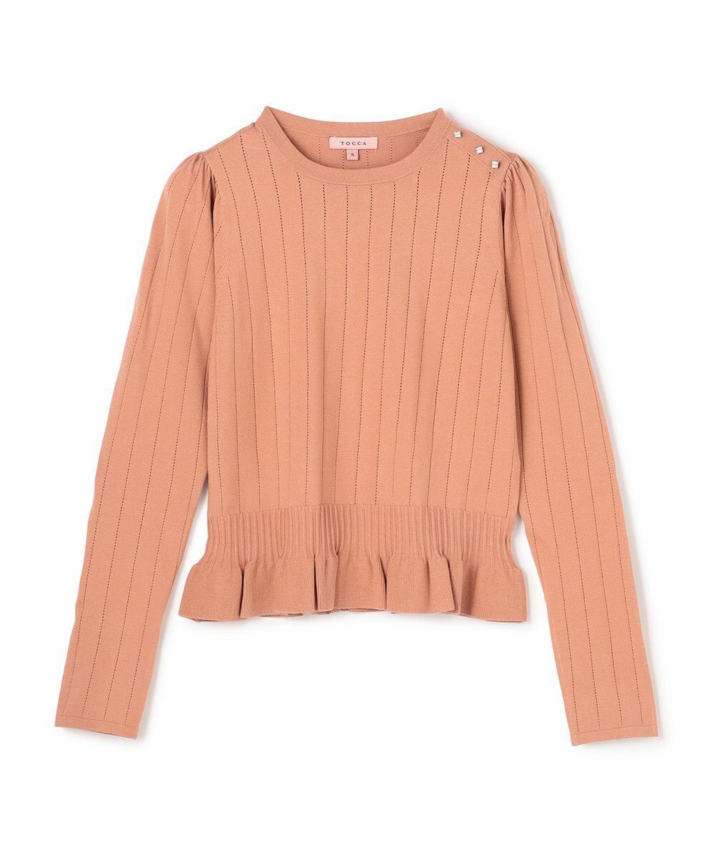【トッカ/TOCCA】の【洗える】IN ROMANCE ペプラム ニットプルオーバー インテリア・キッズ・メンズ・レディースファッション・服の通販 founy(ファニー) 　ファッション　Fashion　レディースファッション　Fashion for Women　トップス・カットソー　Cut & Sew Tops　ニット　Knit Tops & Sweaters　カジュアルプルオーバー・ニットトップス　Pullovers & Knit Tops / Casual Pullovers　新作・新入荷　New Arrivals / New In　2025年　2025　2025-2026秋冬・A/W　Autumn/Winter 2025–26 AW25–26　冬　Winter / This Winter　シルク　Silk, 100% Silk　ストライプ　Stripe, Striped Pattern　セーター　Sweater, Knitwear　ハイネック　High Neck, Mock Neck　ペプラム　Peplum, Flared Hem　エレガント 上品　Elegant　洗える　Machine Washable　A/W・秋冬　Autumn/Winter　ピンク系|ID: prp329100004719727 ipo3291000000034104968
