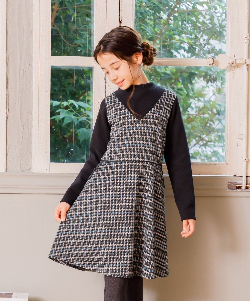 【組曲 / KIDS/KUMIKYOKU】の【110-140㎝】チェック ワンピース インテリア・キッズ・メンズ・レディースファッション・服の通販 founy(ファニー) ファッション Fashion キッズファッション Fashion for Kids ワンピース Dresses インナー Innerwear ターコイズ Turquoise, Blue-Green チェック Check, Plaid, Tartan フレア Flare, Flared ポケット Pocket, Pocket Detail リボン Ribbon, Bow エレガント 上品 Elegant A/W・秋冬 Autumn/Winter ブラック系|ID: prp329100004720783 ipo3291000000034347684
