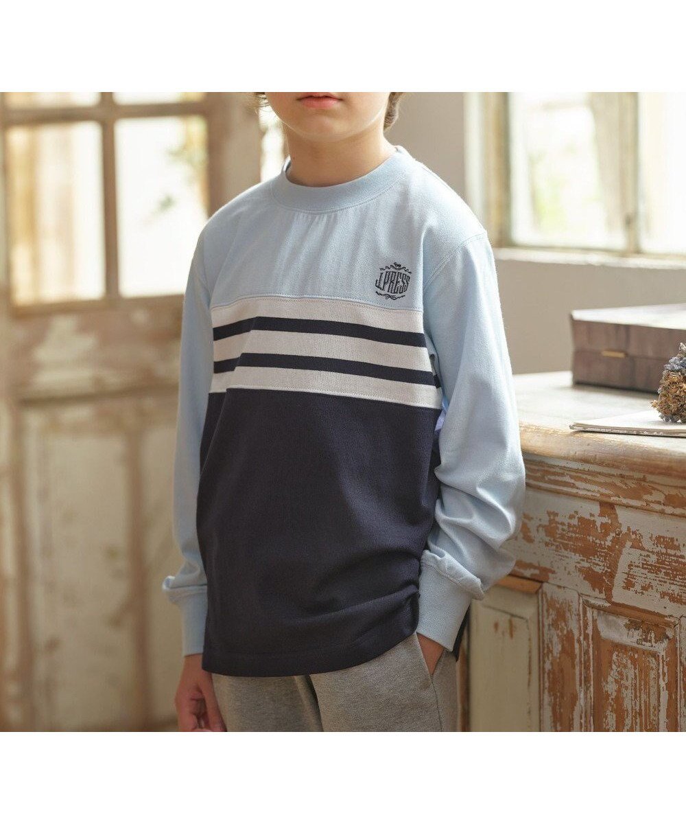 【ジェイ プレス/J.PRESS / KIDS】の【100-130cm】ボーダーミックス カットソー インテリア・キッズ・メンズ・レディースファッション・服の通販 founy(ファニー) ファッション Fashion キッズファッション Fashion for Kids トップス・カットソー Cut & Sew Tops カットソー Cut and Sewn Top 切替 Switching, Contrast Panel スマホ Smartphone, Mobile Device デニム Denim, Jeans Material トレンド Trend, Trending Now 定番 Standard, Basic Item 人気 Popular, Best Seller 長袖 Long Sleeve, Full Sleeve パーカー Hoodie, Parka ブロッキング Color Blocking, Panel Design ベーシック Basic, Essential ボーダー Border, Stripe 半袖 Short Sleeve, Half Sleeve ミックス Mix, Mixed Style ワンポイント One Point, Statement Accent A/W・秋冬 Autumn/Winter 冬 Winter / This Winter 2025年 2025 2025-2026秋冬・A/W Autumn/Winter 2025–26 AW25–26 サックスブルー系|ID: prp329100004720784 ipo3291000000034397989