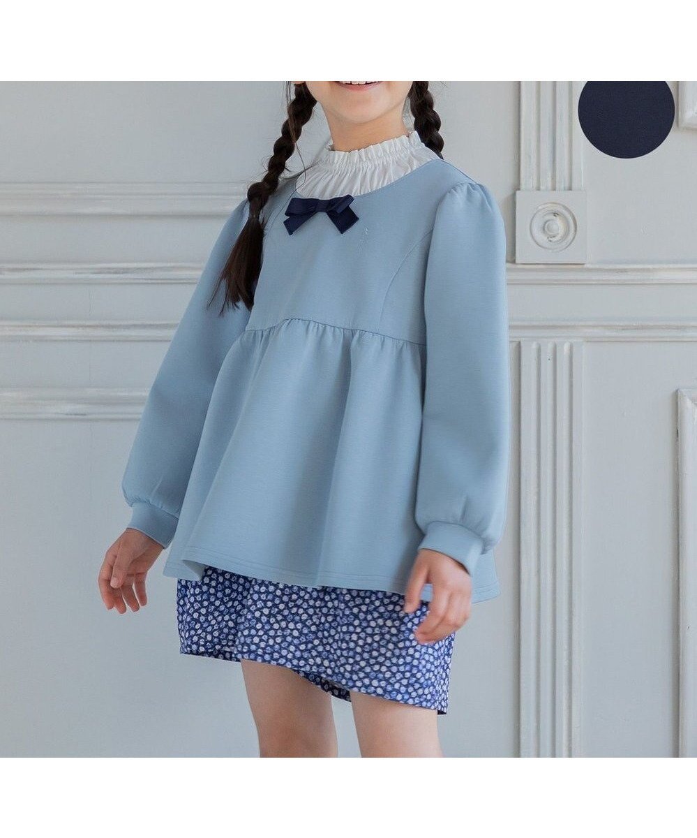 【組曲 / KIDS/KUMIKYOKU】の【110-140㎝】ボウタイリボン トップス 人気、トレンドファッション・服の通販 founy(ファニー) 　ファッション　Fashion　キッズファッション　Fashion for Kids　トップス・カットソー　Cut & Sew Tops　スウェット / スエット　Sweatshirt, Sweatwear　フリル　Frill, Ruffle　フレア　Flare, Flared　リボン　Ribbon, Bow　エレガント 上品　Elegant　A/W・秋冬　Autumn/Winter　 other-1|ID: prp329100004720785 ipo3291000000034114420
