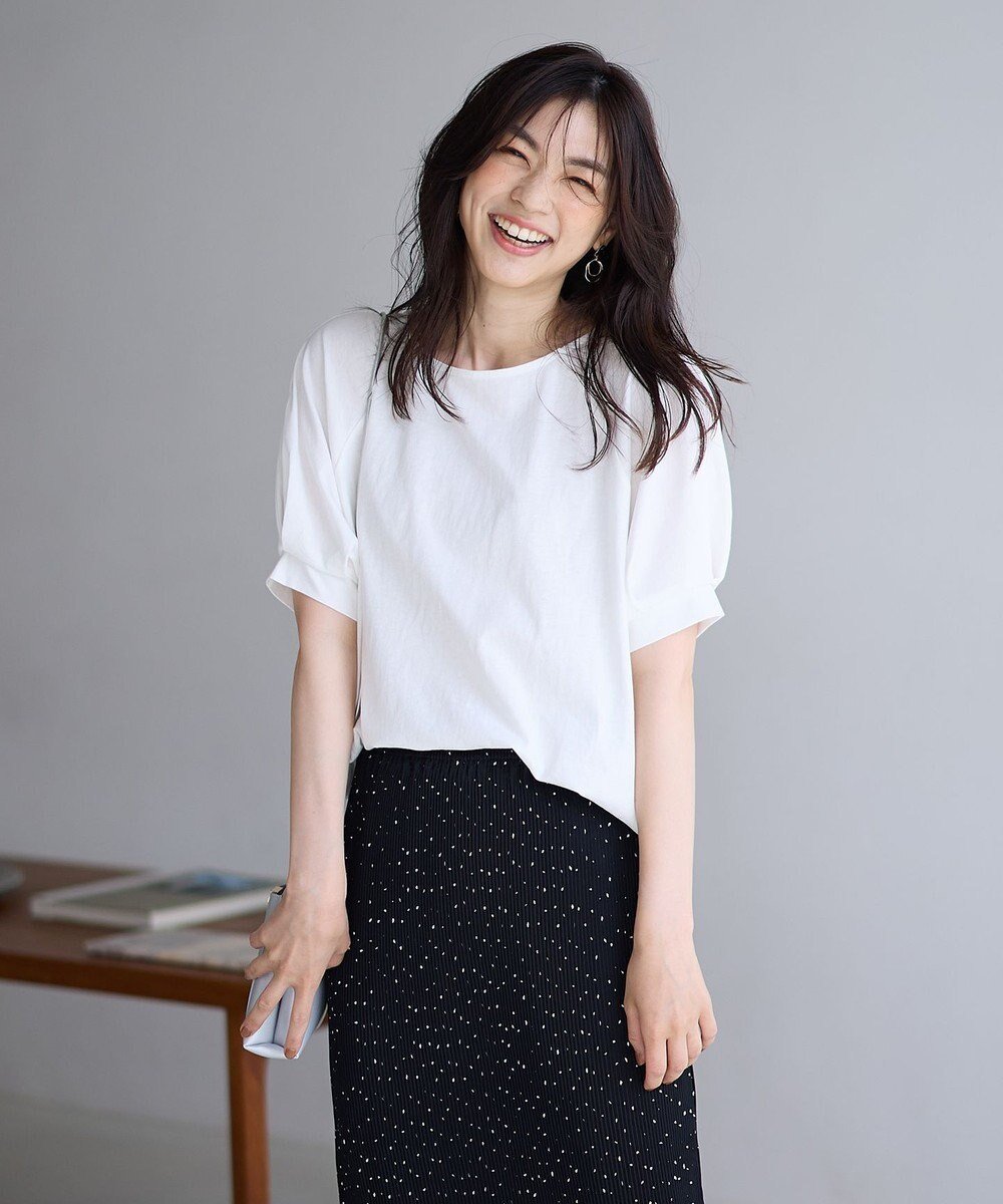 【エニー/ANY】の【洗濯機可/接触冷感/UVケア】パフスリーブラグランTシャツ インテリア・キッズ・メンズ・レディースファッション・服の通販 founy(ファニー) 　ファッション　Fashion　レディースファッション　Fashion for Women　トップス・カットソー　Cut & Sew Tops　シャツ・ブラウス・オフィスカジュアル　Elegant Blouses & Button-Ups　ロングTシャツ・Tシャツ　Longline T-Shirts & Tees　カットソー・ベーシックTシャツ　Cut-and-Sewn Tops / Stretch Tees & Basics　カットソー　Cut and Sewn Top　スリーブ　Sleeve, Long Sleeve / Short Sleeve　デニム　Denim, Jeans Material　バランス　Balance, Style Balance　夏　Summer　春　Spring　S/S・春夏　SS, Spring/Summer, Warm Season　オフ|ID: prp329100004720815 ipo3291000000034114524