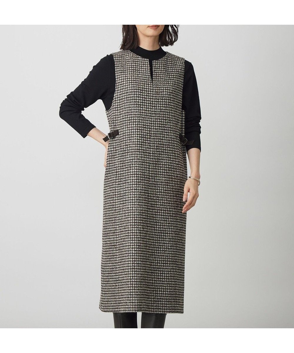 【ジェイ プレス/J.PRESS】のウールシルク ハウンドトゥース ジャンパースカート インテリア・キッズ・メンズ・レディースファッション・服の通販 founy(ファニー) ファッション Fashion レディースファッション Fashion for Women スカート Skirts インナー Innerwear シルク Silk, 100% Silk スピンドル Spindle, Drawcord タートルネック Turtleneck, High Neck ハウンドトゥース Houndstooth, Dogtooth Check ループ Loop, Loop Knit ロング Long, Long-Length エレガント 上品 Elegant A/W・秋冬 Autumn/Winter ブラウン系|ID: prp329100004720829 ipo3291000000035567377