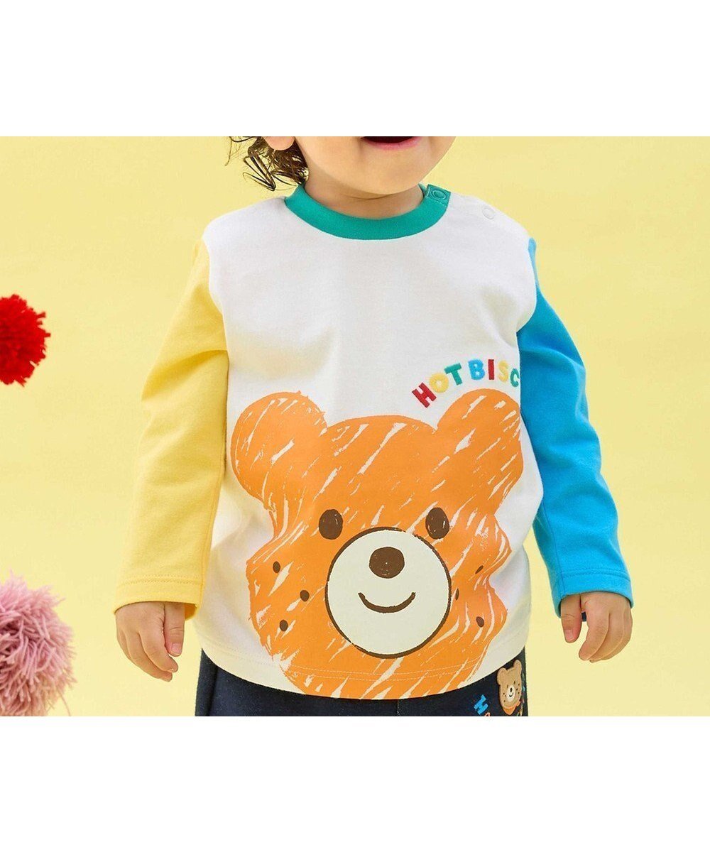 【ミキハウスホットビスケッツ/MIKI HOUSE HOT BISCUITS / KIDS】の【80-120cm】ビッグフェイスプリント 長袖Tシャツ インテリア・キッズ・メンズ・レディースファッション・服の通販 founy(ファニー) 　ファッション　Fashion　キッズファッション　Fashion for Kids　トップス・カットソー　Cut & Sew Tops　オレンジ　Orange　カットソー　Cut and Sewn Top　シンプル　Simple, Minimal　デニム　Denim, Jeans Material　長袖　Long Sleeve, Full Sleeve　ベビー　Baby, Babywear　ボトム　Bottoms, Lower Wear　冬　Winter / This Winter　A/W・秋冬　Autumn/Winter　S/S・春夏　SS, Spring/Summer, Warm Season　おすすめ　Recommended / Our Picks　夏　Summer　ギフト プレゼント　Gift / Present　オレンジ|ID: prp329100004721447 ipo3291000000034121954