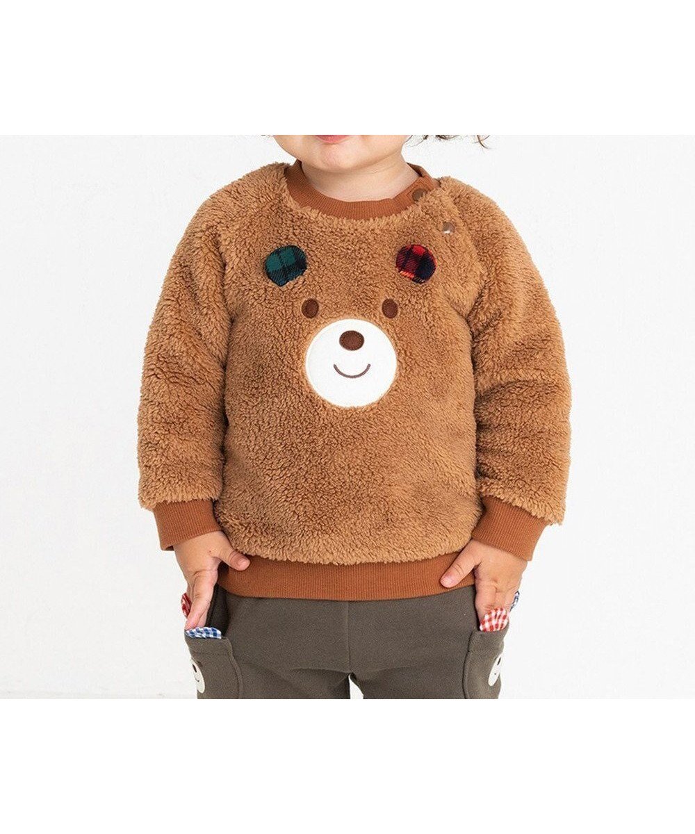 【ミキハウスホットビスケッツ/MIKI HOUSE HOT BISCUITS / KIDS】の【80-110cm】 顔ドン ボアフリーストレーナー 人気、トレンドファッション・服の通販 founy(ファニー) 　ファッション　Fashion　キッズファッション　Fashion for Kids　トップス・カットソー　Cut & Sew Tops　スウェット / スエット　Sweatshirt, Sweatwear　人気　Popular, Best Seller　A/W・秋冬　Autumn/Winter　長袖　Long Sleeve, Full Sleeve　 other-1|ID: prp329100004721449 ipo3291000000034121957