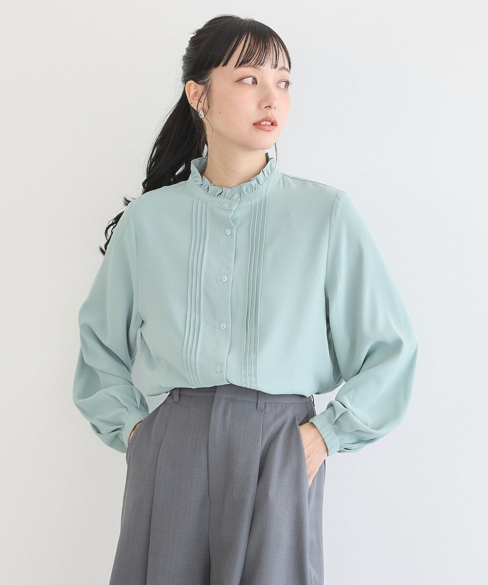 【アースミュージックアンドエコロジー/earth music&ecology】のフリルピンタックブラウス 人気、トレンドファッション・服の通販 founy(ファニー) 　ファッション　Fashion　レディースファッション　Fashion for Women　トップス・カットソー　Cut & Sew Tops　シャツ・ブラウス・オフィスカジュアル　Elegant Blouses & Button-Ups　おすすめ　Recommended / Our Picks　とろみ　Fluid, Flowy Fabric　インナー　Innerwear　クラシカル　Classical, Vintage-Inspired　ジャケット　Jacket, Outerwear　フェミニン　Feminine, Girly　フリル　Frill, Ruffle　ブラウジング　Blouson Silhouette, Cinched Waist　ポケット　Pocket, Pocket Detail　A/W・秋冬　Autumn/Winter　 other-1|ID: prp329100004721493 ipo3291000000034122096