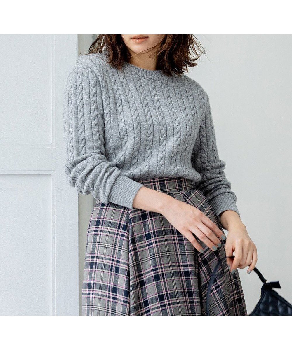 【組曲/KUMIKYOKU】のカシミヤブレンドバルキーケーブル ニット インテリア・キッズ・メンズ・レディースファッション・服の通販 founy(ファニー) 　ファッション　Fashion　レディースファッション　Fashion for Women　トップス・カットソー　Cut & Sew Tops　ニット　Knit Tops & Sweaters　おすすめ　Recommended / Our Picks　アクリル　Acrylic Material　コンパクト　Compact, Small Size　セーター　Sweater, Knitwear　A/W・秋冬　Autumn/Winter　グレー系|ID: prp329100004721496 ipo3291000000034122112