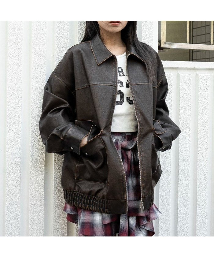 【ウィゴー/WEGO】のヴィンテージライクPUジャケット インテリア・キッズ・メンズ・レディースファッション・服の通販 founy(ファニー) https://founy.com/ ファッション Fashion レディースファッション Fashion for Women アウター Coat / Outerwear Collection レディースジャケット・軽アウター Jackets ブルゾンジャケット・スポーティアウター Blouson Jackets インナー Innerwear 秋 Autumn シャーリング Shirring, Ruched シンプル Simple, Minimal ジャケット Jacket, Outerwear スマホ Smartphone, Mobile Device トレンド Trend, Trending Now フェイクレザー Faux Leather, PU Leather フラップ Flap, Flap Pocket フロント Front, Front Design ブルゾン Blouson, Bomber Jacket ボトム Bottoms, Lower Wear ポケット Pocket, Pocket Detail 防寒 Cold Protection, Winter-Ready ロング Long, Long-Length 冬 Winter / This Winter A/W・秋冬 Autumn/Winter |ID: prp329100004721499 ipo3291000000034122118