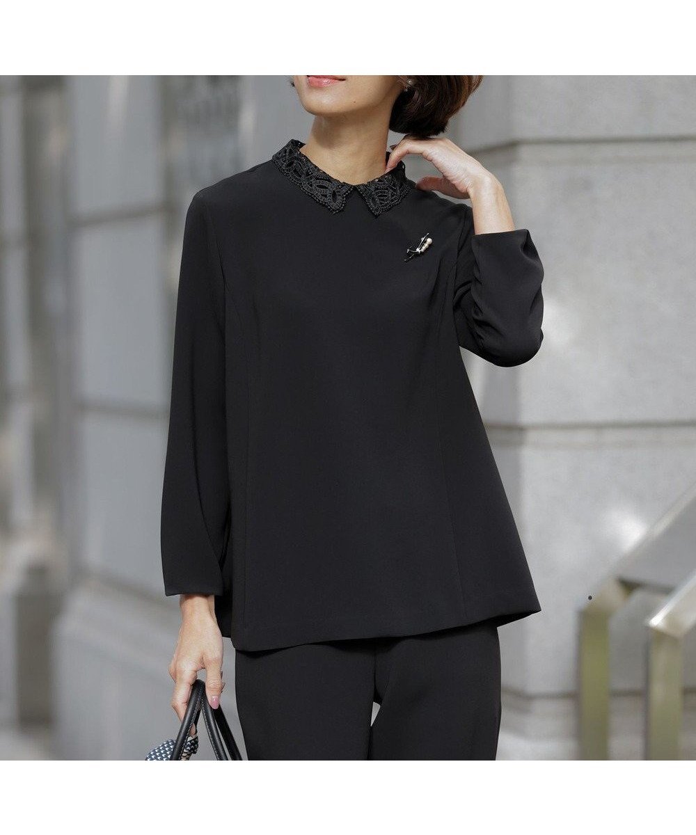 【ジェイ プレス/J.PRESS】の【セットアップ対応・2way】セラテリーダブルクロス ブラウス インテリア・キッズ・メンズ・レディースファッション・服の通販 founy(ファニー) ファッション Fashion レディースファッション Fashion for Women トップス・カットソー Cut & Sew Tops シャツ・ブラウス・オフィスカジュアル Elegant Blouses & Button-Ups セットアップ Matching Sets レディーストップス・ブラウス Tops & Blouses / Assorted Women's Tops 洗える Machine Washable 抗菌 Antibacterial, Bacteria-Resistant ストレッチ Stretch, Stretchy Fabric セットアップ Set-Up, Coordinated Outfit ペプラム Peplum, Flared Hem レース Lace, Lace Fabric A/W・秋冬 Autumn/Winter S/S・春夏 SS, Spring/Summer, Warm Season 夏 Summer エレガント 上品 Elegant ブラック系|ID: prp329100004721500 ipo3291000000035117339