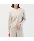 【ジェイ プレス/J.PRESS】のレーヨンストレッチ 刺繡襟 ニット ライトベージュ×オフ系|ID: prp329100004721505 ipo3291000000034320098