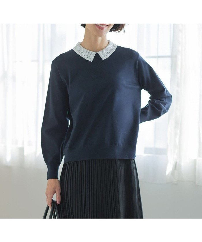 【ジェイ プレス/J.PRESS】のレーヨンストレッチ 刺繡襟 ニット インテリア・キッズ・メンズ・レディースファッション・服の通販 founy(ファニー) https://founy.com/ ファッション Fashion レディースファッション Fashion for Women トップス・カットソー Cut & Sew Tops ニット Knit Tops & Sweaters クラシカル Classical, Vintage-Inspired ストレッチ Stretch, Stretchy Fabric セレモニー Ceremony セーター Sweater, Knitwear エレガント 上品 Elegant 夏 Summer S/S・春夏 SS, Spring/Summer, Warm Season A/W・秋冬 Autumn/Winter |ID: prp329100004721505 ipo3291000000035828440