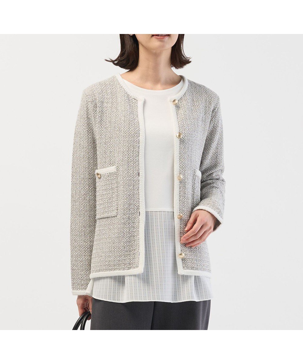 【ジェイ プレス/J.PRESS】のNEW TWEED ニット ジャケット インテリア・キッズ・メンズ・レディースファッション・服の通販 founy(ファニー) ファッション Fashion レディースファッション Fashion for Women アウター Coat / Outerwear Collection レディースジャケット・軽アウター Jackets ノーカラージャケット / シンプル上品コーデ Collarless Jackets クラシカル Classical, Vintage-Inspired コンパクト Compact, Small Size ジャケット Jacket, Outerwear ストレート Straight, Straight Cut ツイード Twill, Twill Weave トリミング Trimming, Decorative Edge バランス Balance, Style Balance ミックス Mix, Mixed Style メタル Metal, Metal Parts A/W・秋冬 Autumn/Winter S/S・春夏 SS, Spring/Summer, Warm Season 夏 Summer エレガント 上品 Elegant セレモニー Ceremony グレーミックス系|ID: prp329100004721507 ipo3291000000034320105
