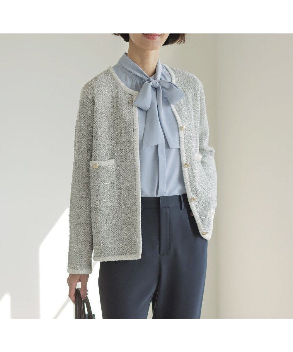 【ジェイ プレス/J.PRESS】のNEW TWEED ニット ジャケット インテリア・キッズ・メンズ・レディースファッション・服の通販 founy(ファニー) 　ファッション　Fashion　レディースファッション　Fashion for Women　アウター　Coat / Outerwear Collection　レディースジャケット・軽アウター　Jackets　ノーカラージャケット / シンプル上品コーデ　Collarless Jackets　クラシカル　Classical, Vintage-Inspired　コンパクト　Compact, Small Size　ジャケット　Jacket, Outerwear　ストレート　Straight, Straight Cut　ツイード　Twill, Twill Weave　トリミング　Trimming, Decorative Edge　バランス　Balance, Style Balance　ミックス　Mix, Mixed Style　メタル　Metal, Metal Parts　A/W・秋冬　Autumn/Winter　S/S・春夏　SS, Spring/Summer, Warm Season　夏　Summer　エレガント 上品　Elegant　セレモニー　Ceremony　グレーミックス系|ID: prp329100004721507 ipo3291000000035708301