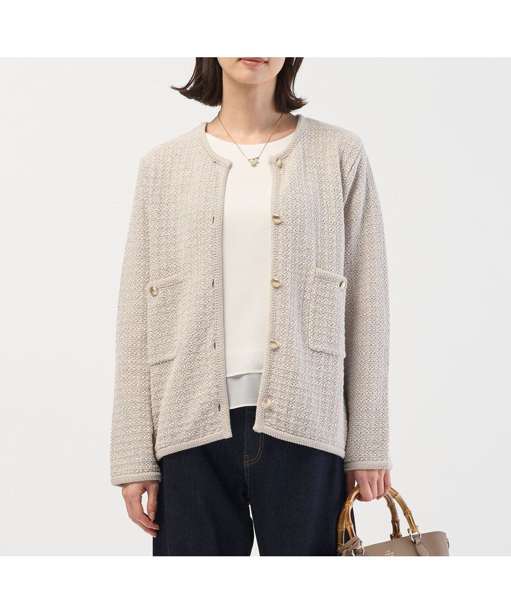 【ジェイ プレス/J.PRESS】のNEW TWEED ニット ジャケット インテリア・キッズ・メンズ・レディースファッション・服の通販 founy(ファニー) 　ファッション　Fashion　レディースファッション　Fashion for Women　アウター　Coat / Outerwear Collection　レディースジャケット・軽アウター　Jackets　ノーカラージャケット / シンプル上品コーデ　Collarless Jackets　クラシカル　Classical, Vintage-Inspired　コンパクト　Compact, Small Size　ジャケット　Jacket, Outerwear　ストレート　Straight, Straight Cut　ツイード　Twill, Twill Weave　トリミング　Trimming, Decorative Edge　バランス　Balance, Style Balance　ミックス　Mix, Mixed Style　メタル　Metal, Metal Parts　A/W・秋冬　Autumn/Winter　S/S・春夏　SS, Spring/Summer, Warm Season　夏　Summer　エレガント 上品　Elegant　セレモニー　Ceremony　ベージュミックス系|ID: prp329100004721507 ipo3291000000035708307