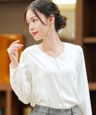 【ティアクラッセ/Tiaclasse】の【スマート裏起毛】パールボタンブラウス オフホワイト|ID: prp329100004721518 ipo3291000000035586688