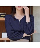 【ティアクラッセ/Tiaclasse】の【スマート裏起毛】パールボタンブラウス ネイビー|ID: prp329100004721518 ipo3291000000035586693