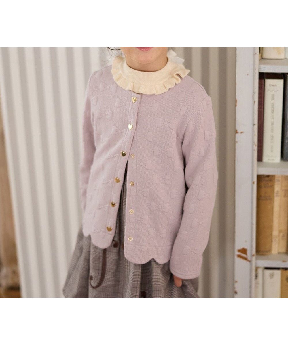 【エニィ/ANY / KIDS】のリボン ジャガード カーディガン インテリア・キッズ・メンズ・レディースファッション・服の通販 founy(ファニー) ファッション Fashion キッズファッション Fashion for Kids トップス・カットソー Cut & Sew Tops カーディガン Cardigan, Knitwear スカラップ Scallop, Scalloped Edge ポケット Pocket, Pocket Detail リボン Ribbon, Bow レース Lace, Lace Fabric エレガント 上品 Elegant A/W・秋冬 Autumn/Winter ベージュ|ID: prp329100004722695 ipo3291000000034134060