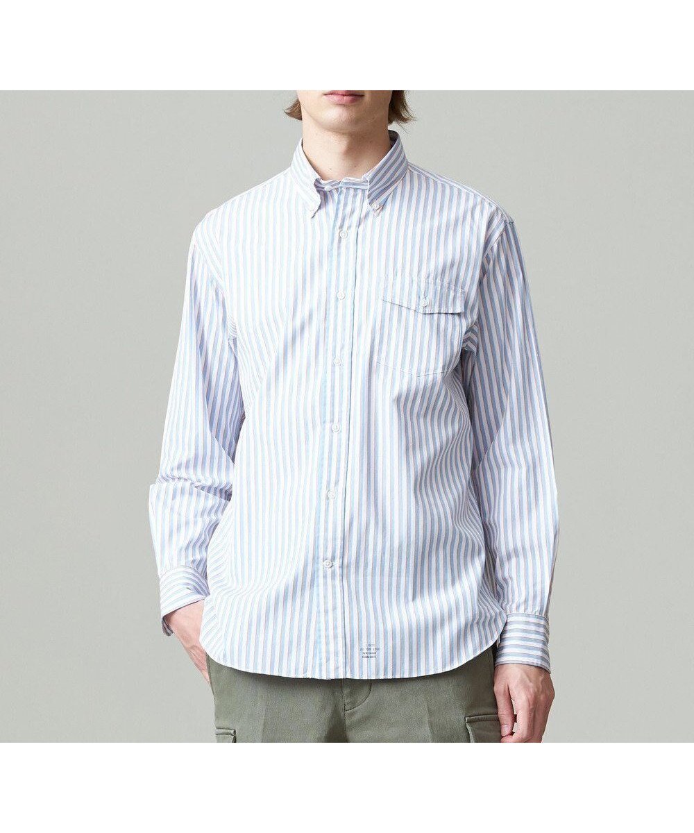 【ジェイ プレス/J.PRESS / MEN】のSOMELOSコットンストライプ シャツ インテリア・キッズ・メンズ・レディースファッション・服の通販 founy(ファニー) 　ファッション　Fashion　メンズファッション　Fashion for Men　トップス・カットソー　Cut & Sew Tops　メンズシャツ　Shirts　インナー　Innerwear　シンプル　Simple, Minimal　ジャケット　Jacket, Outerwear　ストライプ　Stripe, Striped Pattern　ドレス　Dress, One-Piece　バランス　Balance, Style Balance　フィット　Fit, Slim Fit　フラップ　Flap, Flap Pocket　ブルゾン　Blouson, Bomber Jacket　ベーシック　Basic, Essential　ポケット　Pocket, Pocket Detail　メンズ　Men's, Menswear　A/W・秋冬　Autumn/Winter　S/S・春夏　SS, Spring/Summer, Warm Season　おすすめ　Recommended / Our Picks　夏　Summer　エレガント 上品　Elegant　ブルー系1|ID: prp329100004722746 ipo3291000000034515321