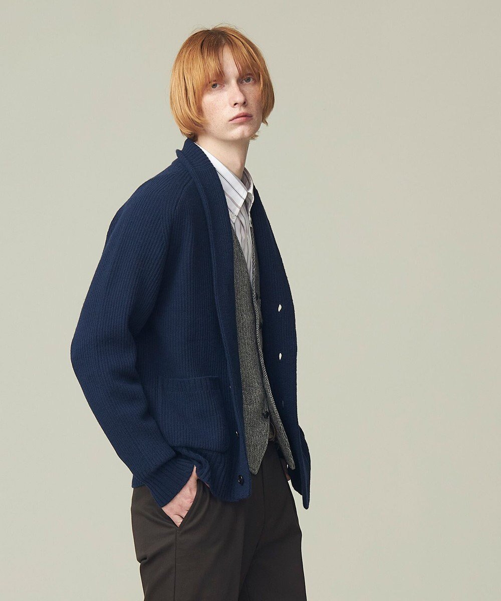 【ジェイ プレス/J.PRESS / MEN】の【WEB限定】畔編み ショールカーディガン インテリア・キッズ・メンズ・レディースファッション・服の通販 founy(ファニー) 　ファッション　Fashion　メンズファッション　Fashion for Men　トップス・カットソー　Cut & Sew Tops　カーディガン / 羽織り　Cardigans　カーディガン　Cardigan, Knitwear　ショール　Shawl, Wrap　セーター　Sweater, Knitwear　ミドル　Middle Length, Mid Height　畦　Ribbed Knit　A/W・秋冬　Autumn/Winter　ネイビー系|ID: prp329100004722750 ipo3291000000034134206